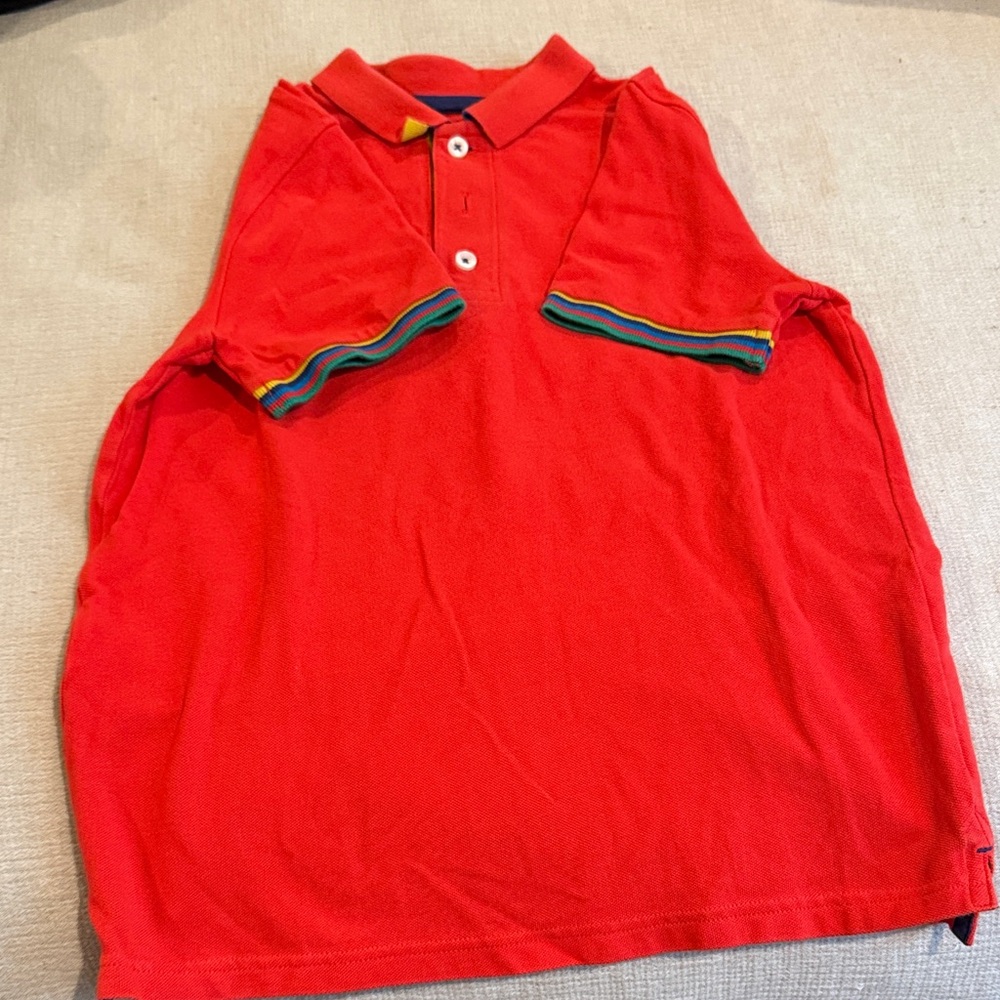 Boden - Kids orange/ Red Polo Shirt with Rainbow Trim